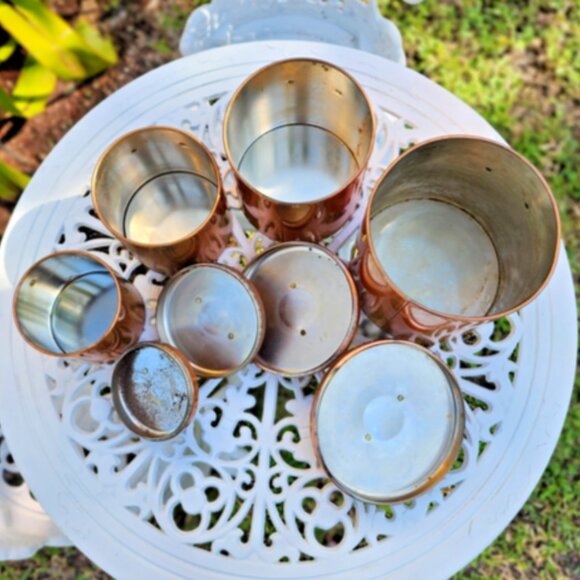 Vintage Copper Kitchen Canister Set Flour Sugar Coffee Tea Rustic Farmhouse - Picture 2 of 11